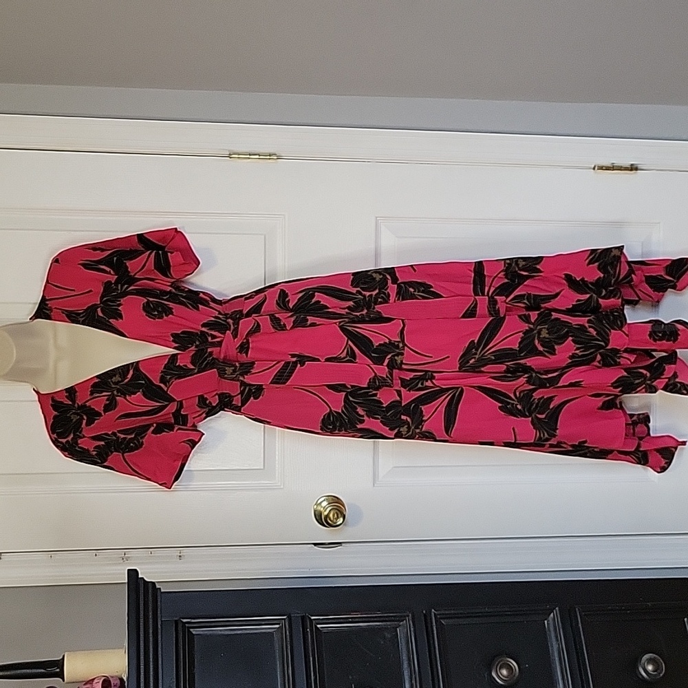 A.L.C. pink floral, boho genuine wrap maxi dress size 8